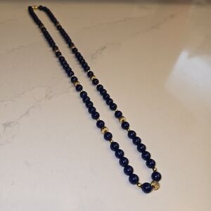 Like New Vintage Avon 1985 Lapis Blue Reflections 28" Beaded Necklace